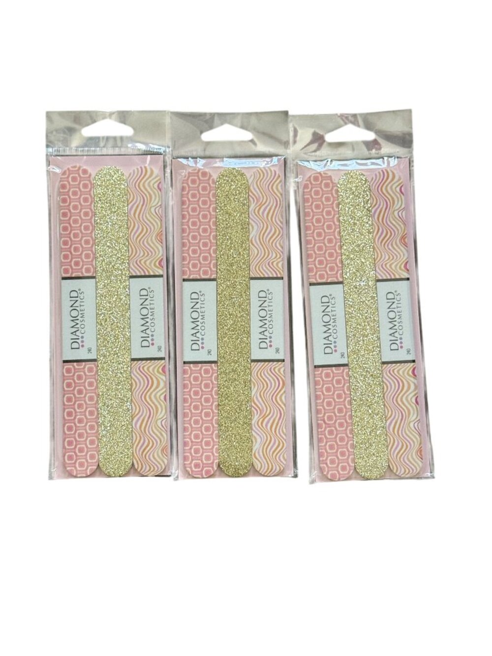 Diamond Cosmetics Emery Boards Nail Files 9pc Manicure Pedicure Set Pink Gold